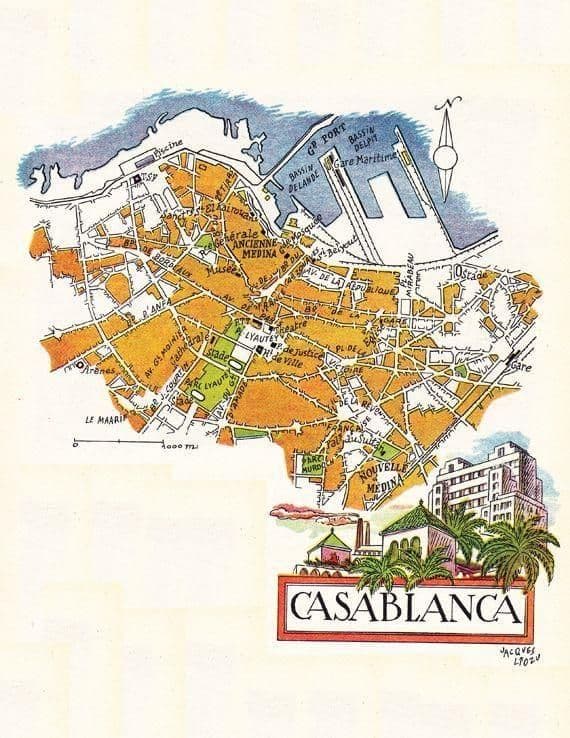 Mapa antigo de Casablanca